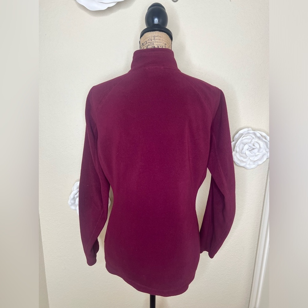 North Face 1/4 Zipper Burgundy Polartec Fleece Pullover Size Large - Picture 10 of 14